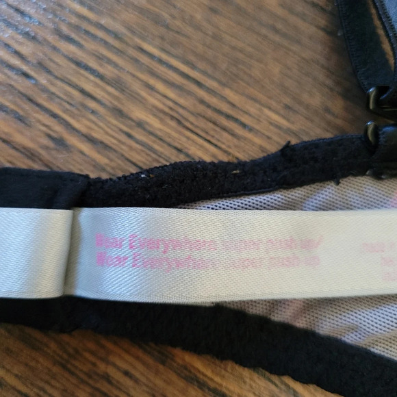 Pink Victoria's Secret Black Tropical Wear Everywhere Super Push-Up Bra Size 32D - Picture 6 of 8